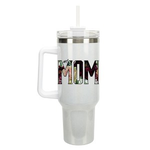 Elanze Designs #1 Mom Rose Floral Love Family 40 oz. Stainless Steel, Large Water Bottle Coffee Mug, Spill & Leak Resistant, Thermal Travel Tumbler - 1 of 1