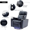 PU Leather 270° Power Swivel Recliner with USB Charging, Hidden Arm Storage, Cup Holders, 360¡ã Swivel Tray Table, Phone Holder and LED Light Strip - 4 of 4