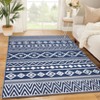 9x12 Washable Area Rug - Modern Geometric Low Pile Living Room Carpet, Soft Blue Indoor Rug for Dining Room, Home Office - 4 of 4