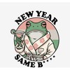 New Year, Same B**** Frog With Cocktail Adult Crew Neck Long Sleeve Tee - 2 of 2