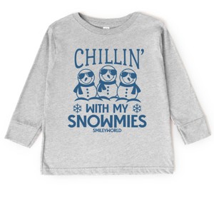 SmileyWorld Chillin' With My Snowmies - Youth Long Sleeve Graphic T-Shirt and Toddler Long Sleeve Graphic Tee - 1 of 3