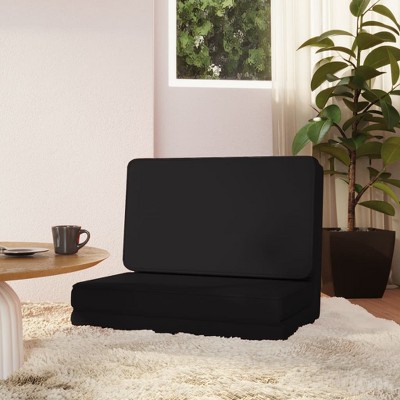 VidaXL Folding Floor Chair Black Faux Leather