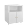 TIRAMISUBEST Office furniture Copier Cabinet white 2 door steel copier stand mobile pedestal file Printer Stand - Mobile Lateral Filing Cabinet - 2 of 4