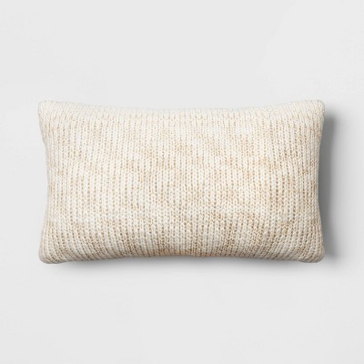 Oversized Metallic Knit Square Lumbar Throw Pillow Ivory - Threshold™