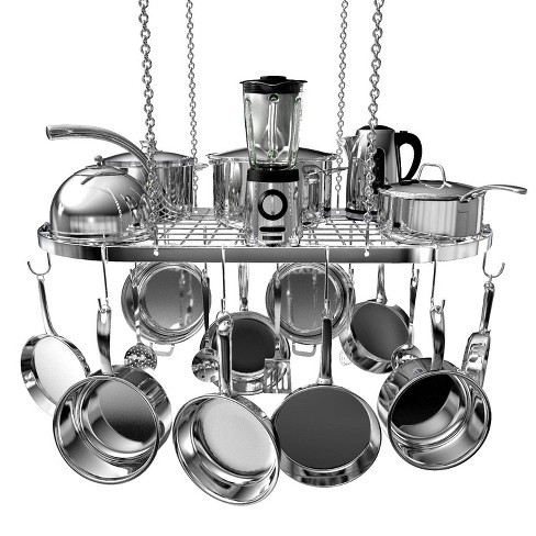 Vdomus 33 X 17 Hanging Pot Rack And Pan Ceiling Rack With 15 Hooks For Kitchen  Organization, Silver : Target