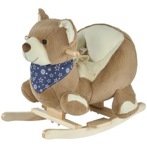 RUVALINO Baby Bouncers and Rockers, Baby Rocking Horse, Kids Riding Horse Rocking Chair, Plush Stuffed Rocking Animals, Brown, 23.5"*13.75"*19.75" - 1 of 4