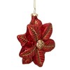 Northlight 4.5" Red and Gold Glittery Poinsettia Glass Christmas Ornament - 3 of 4