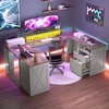 U Shaped Computer Desk Gaming Desk With Drawers With Storage Shelves  Record Storage Display Shelf Washed Gray - 4 of 4
