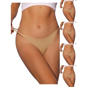 Allegra K Women's Breathable Comfortable Soft Elasticity Low Waist Thongs Multicolored - 1 of 4