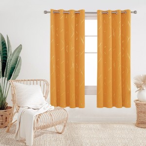 Deconovo Gold Line 52 Width Curtain Panel Pair (2 Panel) - 1 of 4
