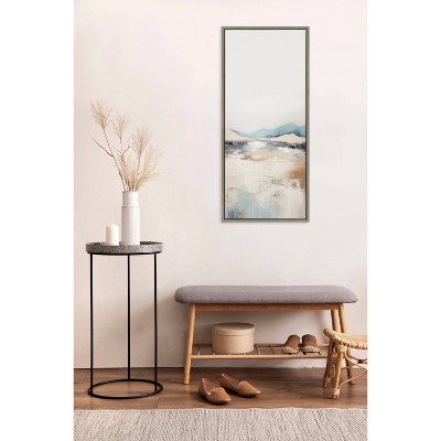 Tranquil Abstract Landscape Canvas Print in Gray Frame, 18x40