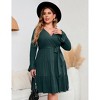 Plus Size Women's Flowy Maxi Dress - V-Neck Ruffled Tiered Dress with Bell Sleeves and Waist Tie - 4 of 4