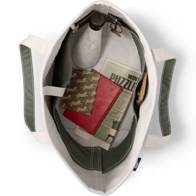 Lands' End Extra Large 5 Pocket Zip Top Long Handle Canvas Tote Bag - Thumbnail 3