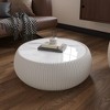 Racxily Light Marble Top Drum Shape Leather Coffee modern Sofa Table for Living Room furniture - 2 of 4