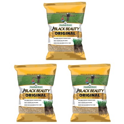 Jonathan Green 10315 Drought Tolerant Black Beauty Original Grass Seed Mix for Partial Shade Clay Soil Covers Up To 7,500 Square Feet, 25 lbs (3 Pack)