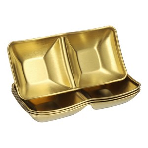 Unique Bargains Stainless Steel Divided Appetizer Sushi Soy Dipping Sauce Dishes 4 Pcs - 1 of 4