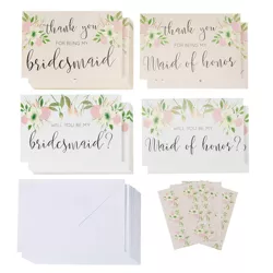 24-Pack Bridal Party Kit with Envelope- 12 Thank you & 12 Proposal Cards