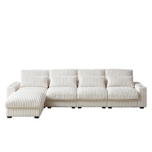TiramisuBest 87" No-Assembly Oversized Sectional Chaise, Plush Reclining Sofa Bed for Indoor Living Room & Bedroom-Beige - 1 of 4