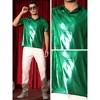 Lars Amadeus Men's Short Sleeves Shiny Disco Nightclub Party Golf Metallic Polo Shirt - 4 of 4