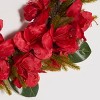 Faux 24" Amaryllis & Magnolia Leaf Wreath - Red/Green - Safavieh - 3 of 3