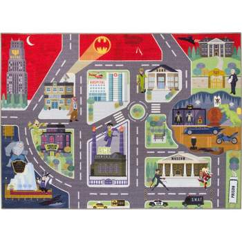 KC CUBS | Batman Gotham City Boy & Girl Kids City Road Car Vehicle Traffic Educational Learning & Game Nursery Classroom Rug Carpet