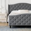Velvet Bed Frame, Tufted Upholstered Platform Bed with Framewith Headboard and Footboard, Upholstered Bed Frame with Wood Slats - 3 of 4