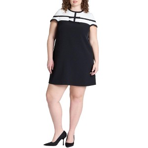 ELOQUII Women's Plus Size Cap Sleeve Mini Dress - 1 of 3