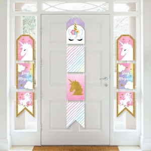Big Dot of Happiness Rainbow Unicorn - Hanging Vertical Paper Door Banners - Magical Baby Shower or Birthday Party Wall Decor Kit - Indoor Door Decor - 1 of 4