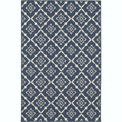 Oriental Weavers Meridian 5703B Navy/ Ivory Indoor/Outdoor Area Rug - 8'6" x 13'