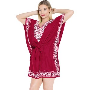 HAPPY BAY women's Vacation Casual Swim Holiday Beachwear Summer Beach Dress Plus Size Swing Bathing Suit Cover Ups for Women 3X-4X Pink Solid - 1 of 4