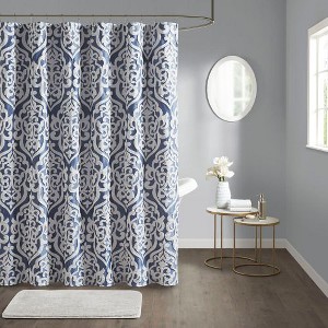 PAGED Luxury Jacquard Shower Curtain, 72x72" Damask Medallion Design Shower Curtain for Bathroom, Silver Curtain -Bathroom Decor - 1 of 4