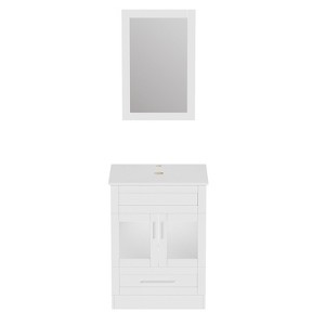 ELECWISH 24 in. W x 18 in. D x 32-1/2 in. H Bath Vanity Cabinet Only in White with Mirror - 1 of 4
