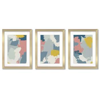 Americanflat Terrazzo Tiles by Moira Hershey - 3 Piece Gallery Framed Print Art Set -Matted