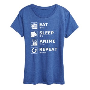 Women's - Instant Message - Eat Sleep Anime Repeat Short Sleeve Graphic T-Shirt - 1 of 4