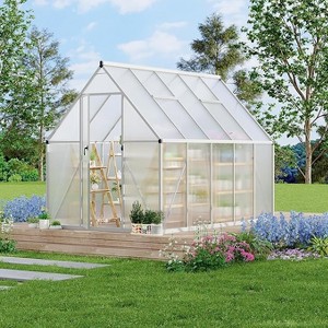 Coucheta 6x9ft Aluminum-Framed Greenhouse Collection - Polycarbonate Walk-in with Roof Vent & Lockable Door, Multiple Colors - 1 of 4