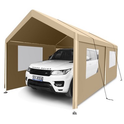 Outdoor Carport, 10x20ft Heavy Duty Boat Car Canopy Garage, Portable Garage Canopy Storage Shed With Roll-up Door, All-Season Car Canopy For Garden