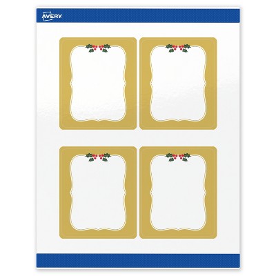 Avery Labels, 4" x 3-1/3", Gold-Metallic Berries, Glossy, 40ct
