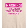 Women's - Instant Message - Warning I Will Hurt Your Feelings Lightweight French Terry Wide Neck Long Sleeve Graphic Shirt - 2 of 4