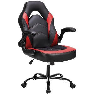 CAVINAS Ergonomic Gaming Chair, PU Computer Chair with Lumbar Support, Office Chair, Height Adjustable Rolling Desk Chairs with Flip-up Armrests - 1 of 4