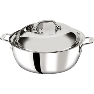 All-Clad D3 3-Ply Stainless Steel Dutch Oven 5.5 Quart Induction Oven Broiler Safe 600F Pots and Pans, Cookware Silver - 1 of 4