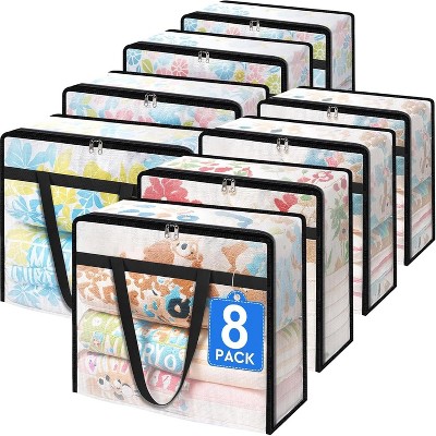 6 Pack Moving Bags Clear Window, Large Packing Bags for Saving Space, Storage Bags Strong Carrying Handles & Zippers