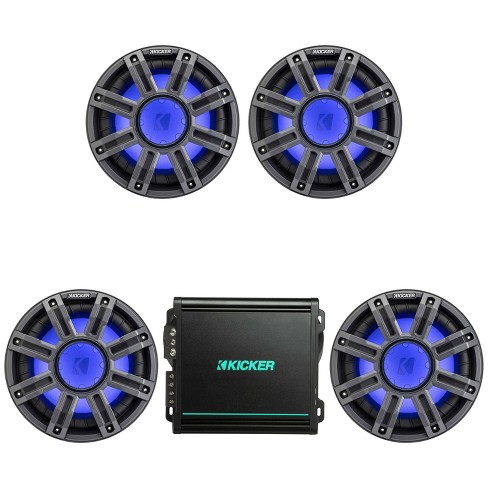 Kicker (4) 51MWF104 - MWF 10-Inch Premium Marine Subwoofer (free-air) 4-ohm & 48KMA8001 Marine Amp & Bass Knob Bundle - image 1 of 4