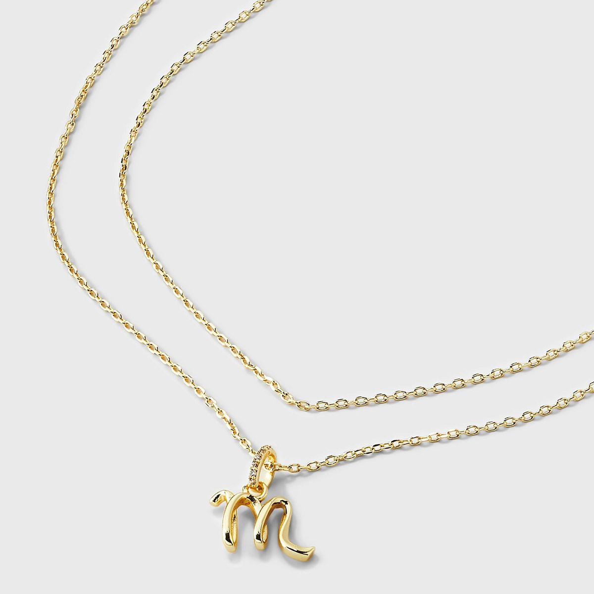 14k Gold Dipped Twist Initial Cubic Zirconia Bail Multi-Strand Necklace - A New Day™ Gold - thumbnail 4