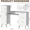 ELECWISH Portable Nail Desk with Drawers, Manicure Table Nail Desk for Nail Teck w/Glass Top and Wrist Rest, Nail Station Desk Metal Handles & Legs - 2 of 4