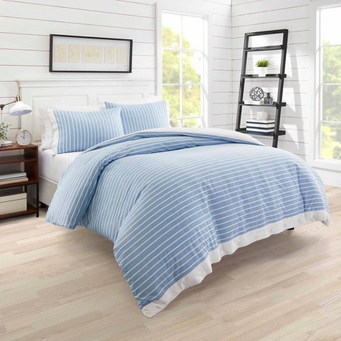 Poppy Fritz Twin Lexington Stripe Duvet Cover Sham Set Blue