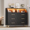 6 Drawer Dresser with LED Lights & Charging Station - Wooden Dresser for Bedroom, Modern TV Stand, Chest of Drawers for Closet, Hallway, Entryway - 2 of 4