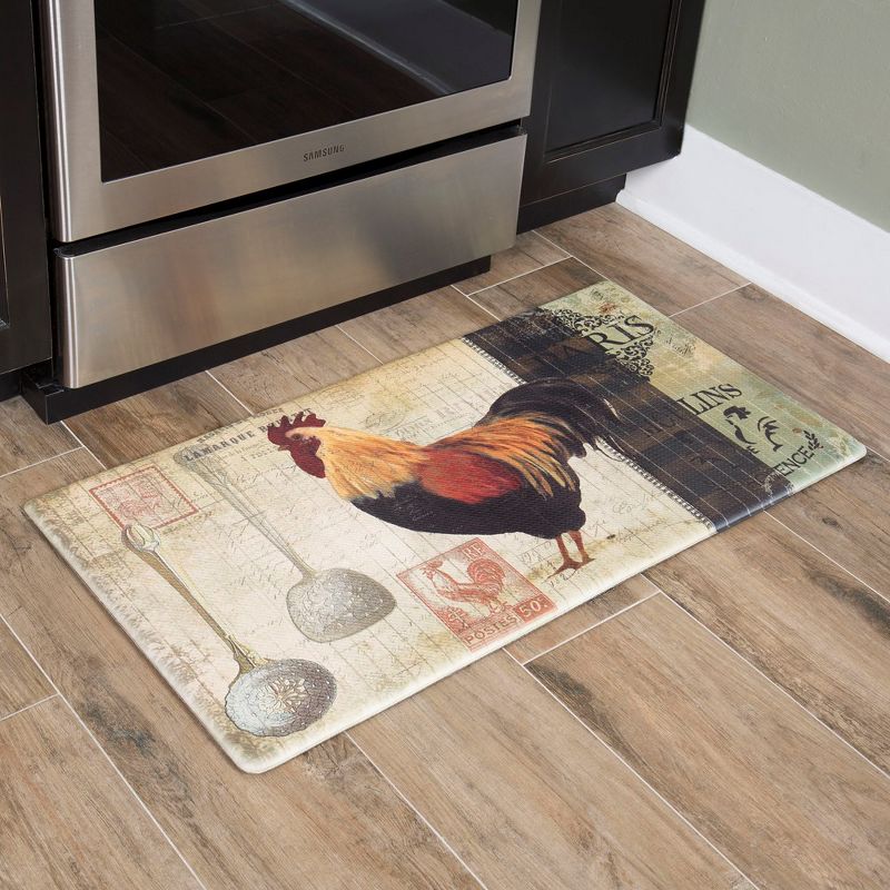 20" x 39" Cushion Comfort Anti-Fatigue Stain & Oil Resistant Kitchen Floor Mat (Paris Rooster), 3 of 5