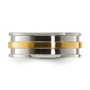 Black Bow Jewelry Men's 8mm Titanium & Gold Tone Grooved Standard Fit Band - 2 of 4
