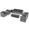 Christopher Knight Home Hegseth Outdoor Wicker 7 Seater Chat Set with 50,000 BTU Iron Fire Pit - 2 of 4