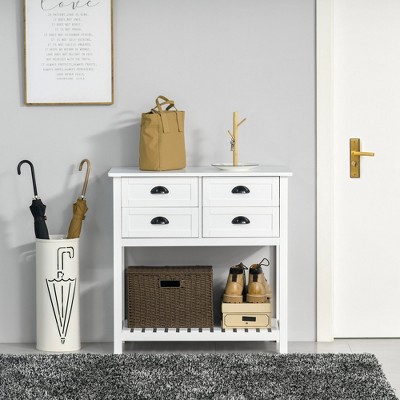Homcom Sideboard Buffet Cabinet, Storage Serving Console Table with 4 Drawers and Slatted Bottom Shelf for Kitchen, Living Room, White — фото 2